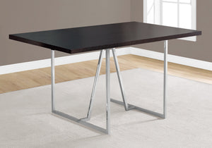 Monarch Specialties I 1064 Table A Manger, 60" Rectangulaire, Cuisine, Salle À Manger, Métal, Stratifié, Brun, Chrome, Contemporain, Moderne - Simple Boutique