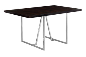 Monarch Specialties I 1064 Table A Manger, 60" Rectangulaire, Cuisine, Salle À Manger, Métal, Stratifié, Brun, Chrome, Contemporain, Moderne - Simple Boutique