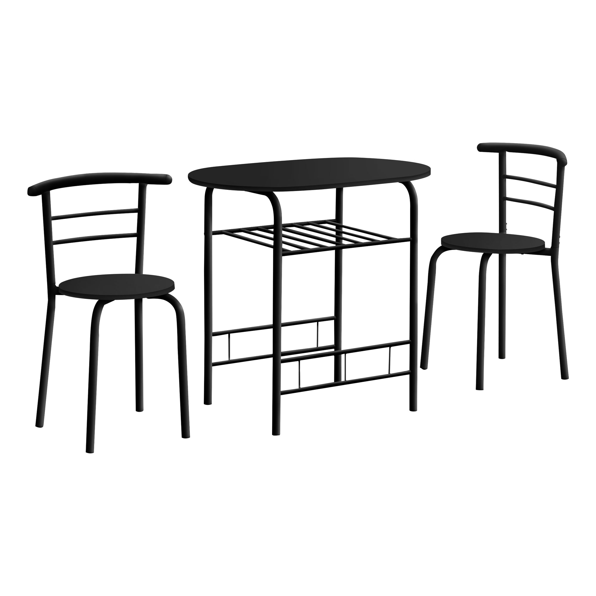 Monarch Specialties I 1208 Ensemble De Table À Manger, Ensemble 3pcs, Petit, 32" L, Cuisine, Métal, Stratifié, Noir, Contemporain, Moderne - Simple Boutique