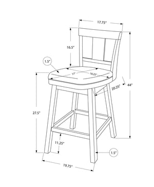 Monarch Specialties I 1230 Tabouret De Bar, Lot De 2, Pivotant, Hauteur Bar, Bois, Pu D'aspect Cuir, Brun, Noir, Transitionnel - Simple Boutique