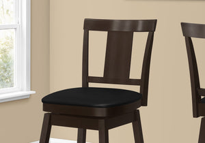 Monarch Specialties I 1230 Tabouret De Bar, Lot De 2, Pivotant, Hauteur Bar, Bois, Pu D'aspect Cuir, Brun, Noir, Transitionnel - Simple Boutique