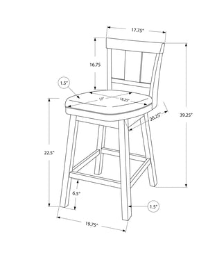 Monarch Specialties I 1231 Tabouret De Bar, Lot De 2, Pivotant, Hauteur Du Comptoir, Cuisine, Bois, Pu D'aspect Cuir, Brun, Noir, Transitionnel - Simple Boutique