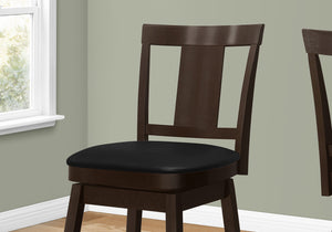 Monarch Specialties I 1231 Tabouret De Bar, Lot De 2, Pivotant, Hauteur Du Comptoir, Cuisine, Bois, Pu D'aspect Cuir, Brun, Noir, Transitionnel - Simple Boutique