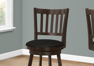 Monarch Specialties I 1237 Tabouret De Bar, Lot De 2, Pivotant, Hauteur Du Comptoir, Cuisine, Bois, Pu D'aspect Cuir, Brun, Noir, Transitionnel - Simple Boutique