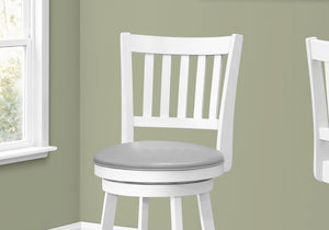 Monarch Specialties I 1238 Tabouret De Bar, Lot De 2, Pivotant, Hauteur Bar, Bois, Pu D'aspect Cuir, Blanc, Gris, Transitionnel - Simple Boutique