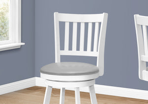 Monarch Specialties I 1239 Tabouret De Bar, Lot De 2, Pivotant, Hauteur Du Comptoir, Cuisine, Bois, Pu D'aspect Cuir, Blanc, Gris, Transitionnel - Simple Boutique