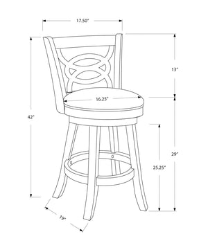 Monarch Specialties I 1251 Tabouret De Bar, Lot De 2, Pivotant, Hauteur Bar, Bois, Pu D'aspect Cuir, Brun, Noir, Transitionnel - Simple Boutique