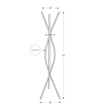 Monarch Specialties I 2015 Patère, Portemanteau, Sur Pied, 3 Crochets, Entrée, 72"h, Chambre À Coucher, Métal, Gris, Contemporain, Moderne - Simple Boutique