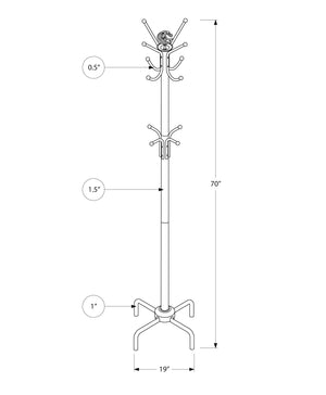 Monarch Specialties I 2019 Patère, Portemanteau, Sur Pied, 12 Crochets, Entrée, 70"h, Chambre À Coucher, Métal, Noir, Transitionnel - Simple Boutique