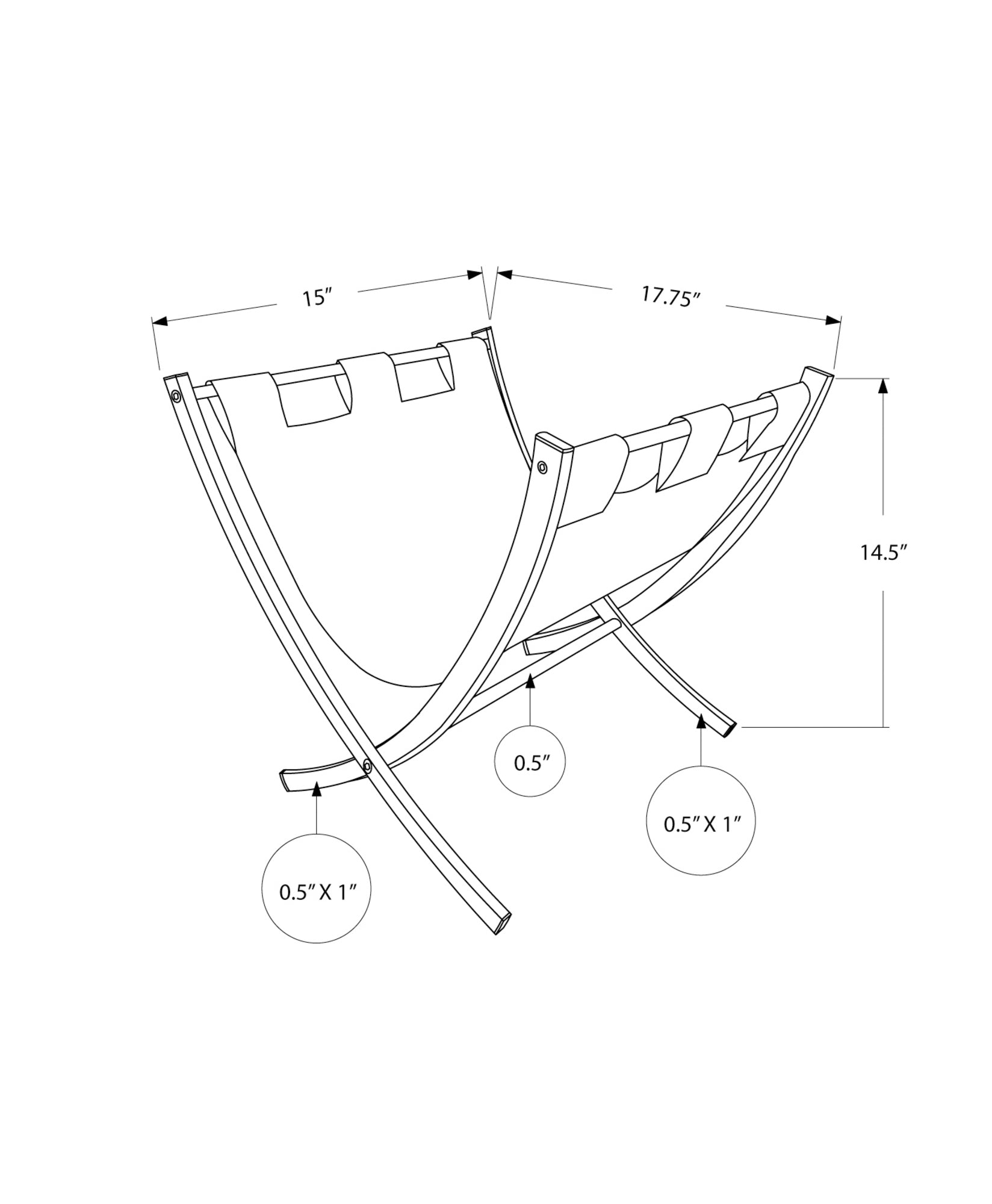 Monarch Specialties I 2034 Support Magazine, Organisateur, Titulaire, Debout, Rangement, Salle De Bains, Bureau, Chambre À Coucher, Pu D'aspect Cuir, Métal, Noir, Chrome, Contemporain, Moderne - Simple Boutique