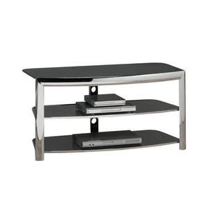Monarch Specialties I 2038 Meuble Tv, 43 Pouces, Console, Centre De Divertissement Média, Étagères De Rangement, Salon, Chambre À Coucher, Métal, Verre Trempé, Chrome, Contemporain, Moderne - Simple Boutique
