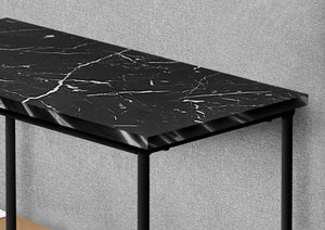 Monarch Specialties I 2074 Table D'appoint, Côté, Bout, Étroit, Petit, 2 Niveaux, Salon, Chambre À Coucher, Métal, Stratifié, D'aspect Marbre Noir, Contemporain, Moderne - Simple Boutique