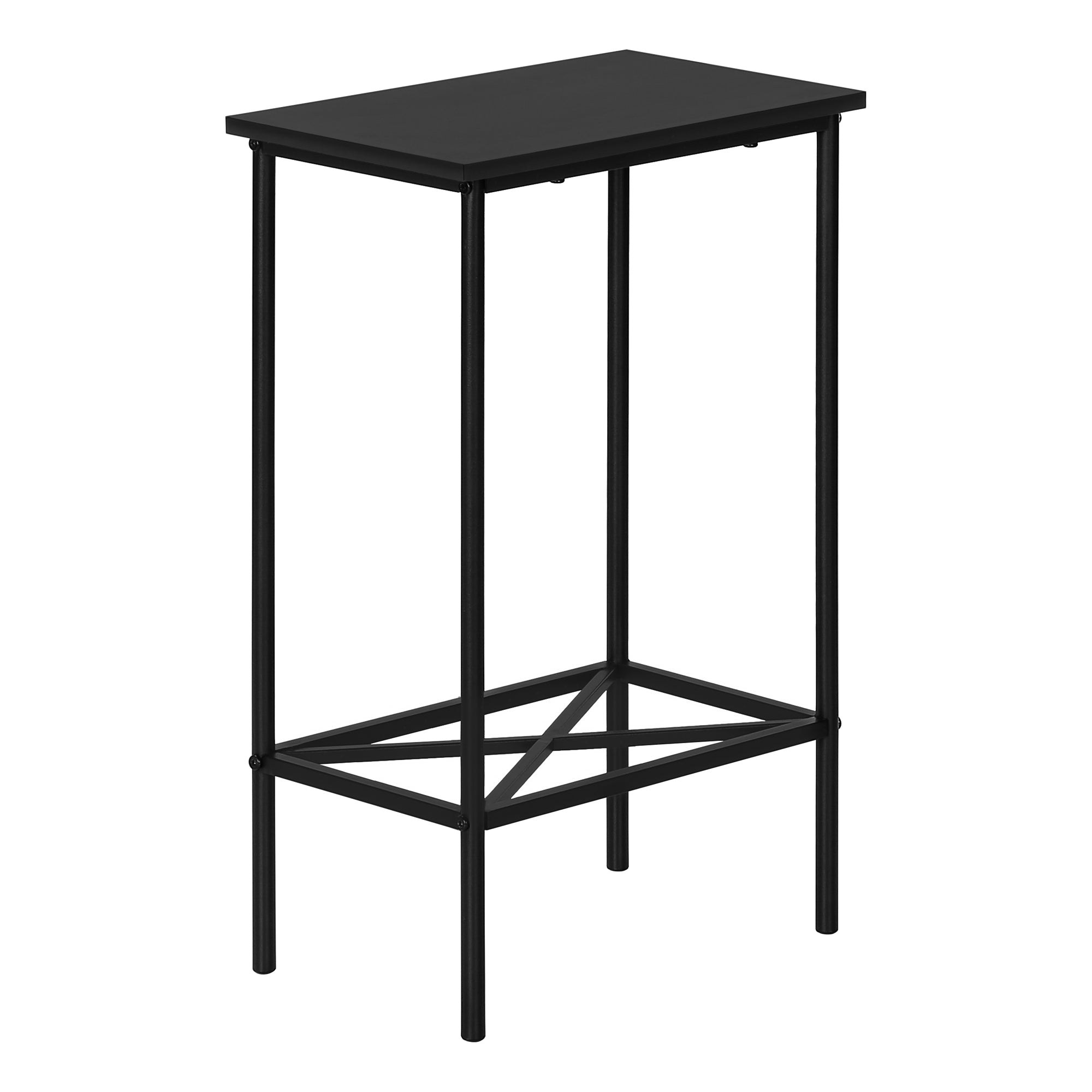 Monarch Specialties I 2078 Table D'appoint, Côté, Bout, Étroit, Petit, 2 Niveaux, Salon, Chambre À Coucher, Métal, Stratifié, Noir, Contemporain, Moderne - Simple Boutique