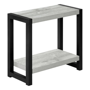 Monarch Specialties I 2082 Table D'appoint, Côté, Bout, Étroit, Petit, 2 Niveaux, Salon, Chambre À Coucher, Métal, Stratifié, Gris, Noir, Contemporain, Moderne - Simple Boutique