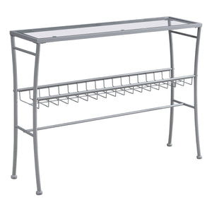 Monarch Specialties I 2128 Table D'appoint, Console, Entrée, Étroit, Sofa, Salon, Chambre À Coucher, Métal, Verre Trempé, Argent, Dégager, Contemporain, Moderne - Simple Boutique