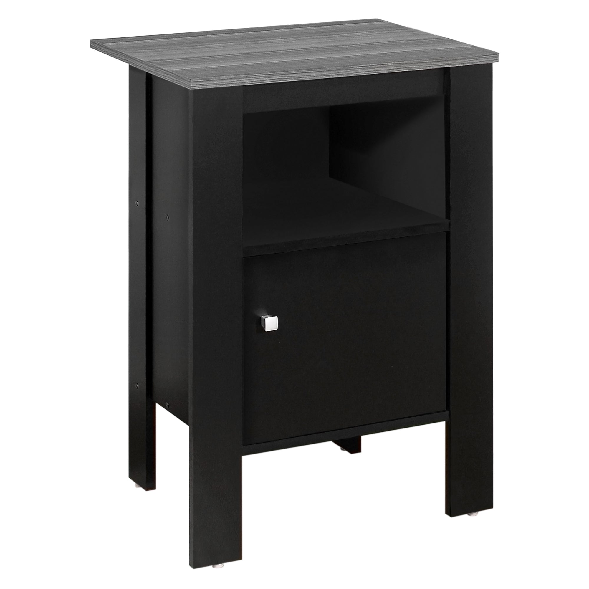 Monarch Specialties I 2134 Table D'appoint, Côté, Bout, Table De Nuit, Lampe, Rangement, Salon, Chambre À Coucher, Stratifié, Noir, Gris, Transitionnel - Simple Boutique