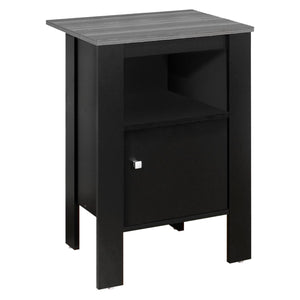 Monarch Specialties I 2134 Table D'appoint, Côté, Bout, Table De Nuit, Lampe, Rangement, Salon, Chambre À Coucher, Stratifié, Noir, Gris, Transitionnel - Simple Boutique