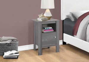 Monarch Specialties I 2138 Table D'appoint, Côté, Bout, Table De Nuit, Lampe, Rangement, Salon, Chambre À Coucher, Stratifié, Gris, Transitionnel - Simple Boutique