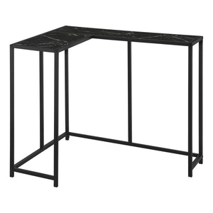 Monarch Specialties I 2158 Table D'appoint, Console, Entrée, Étroit, Coin, Salon, Chambre À Coucher, Métal, Stratifié, D'aspect Marbre Noir, Contemporain, Moderne - Simple Boutique