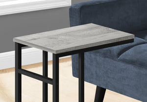 Monarch Specialties I 2171 Table D'appoint, En Forme De C, Bout, Côté, Collation, Salon, Chambre À Coucher, Métal, Stratifié, Gris, Noir, Contemporain, Moderne - Simple Boutique