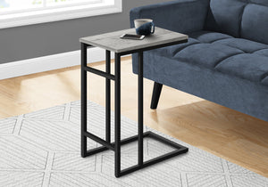 Monarch Specialties I 2171 Table D'appoint, En Forme De C, Bout, Côté, Collation, Salon, Chambre À Coucher, Métal, Stratifié, Gris, Noir, Contemporain, Moderne - Simple Boutique