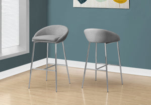 Monarch Specialties I 2299 Tabouret De Bar, Lot De 2, Hauteur Bar, Métal, En Tissu, Gris, Chrome, Contemporain, Moderne - Simple Boutique