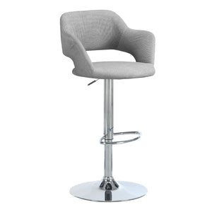 Monarch Specialties I 2363 Tabouret De Bar, Pivotant, Hauteur Bar, Ajustable, Métal, En Tissu, Gris, Chrome, Contemporain, Moderne - Simple Boutique