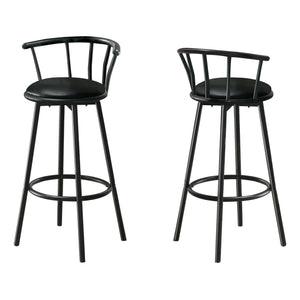 Monarch Specialties I 2398 Tabouret De Bar, Lot De 2, Pivotant, Hauteur Bar, Bois, Pu D'aspect Cuir, Noir, Contemporain, Moderne - Simple Boutique