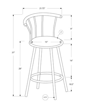 Monarch Specialties I 2398 Tabouret De Bar, Lot De 2, Pivotant, Hauteur Bar, Bois, Pu D'aspect Cuir, Noir, Contemporain, Moderne - Simple Boutique