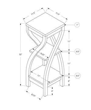 Monarch Specialties I 2414 Table D'appoint, Côté, Bout, Support Pour Plantes, Carré, Salon, Chambre À Coucher, Stratifié, Noir, Transitionnel - Simple Boutique
