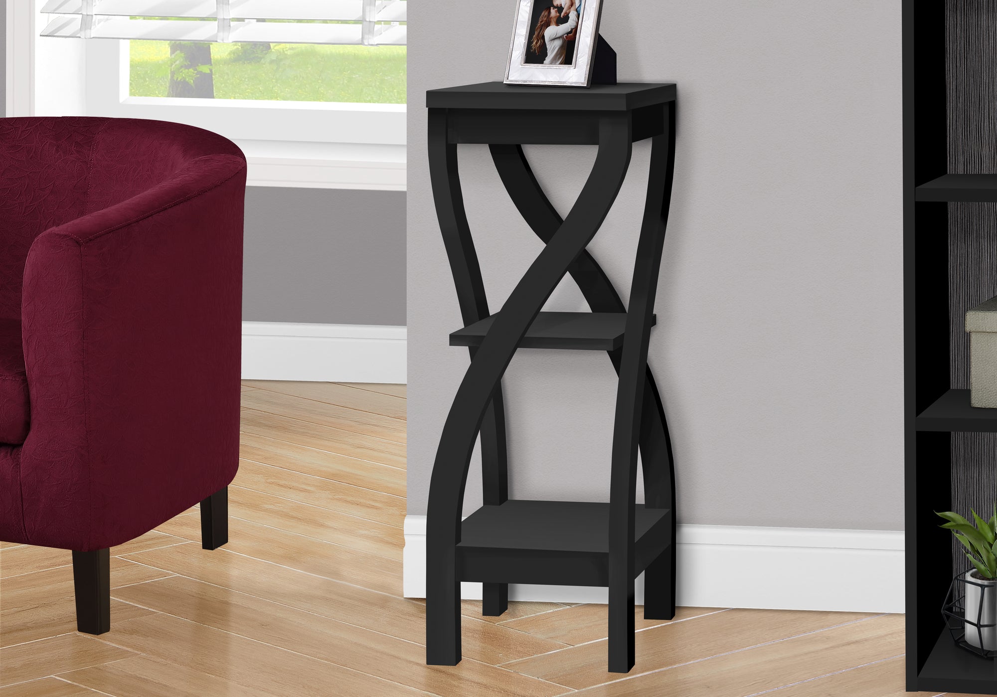 Monarch Specialties I 2414 Table D'appoint, Côté, Bout, Support Pour Plantes, Carré, Salon, Chambre À Coucher, Stratifié, Noir, Transitionnel - Simple Boutique
