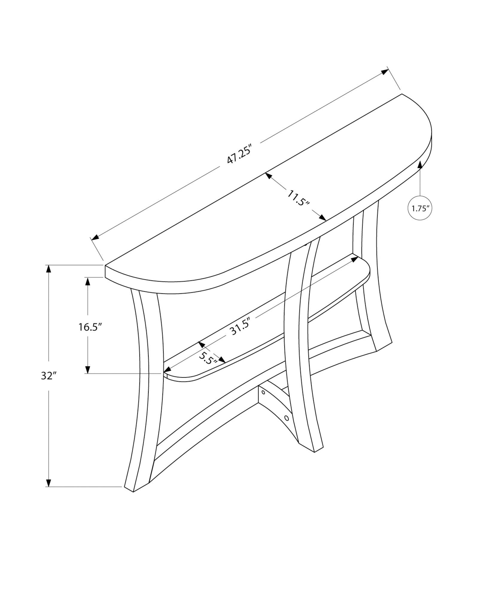 Monarch Specialties I 2416 Table D'appoint, Console, Entrée, Étroit, Sofa, Salon, Chambre À Coucher, Stratifié, Brun, Contemporain, Moderne - Simple Boutique