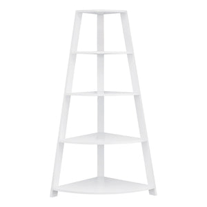Monarch Specialties I 2425 Étagère À Livres, Étagère, Étagère, Coin, 4 Niveaux, 60"h, Bureau, Chambre À Coucher, Stratifié, Blanc, Contemporain, Moderne - Simple Boutique