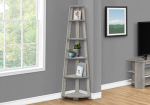 Monarch Specialties I 2433 Étagère À Livres, Étagère, Étagère, Coin, 5 Niveaux, 72"h, Bureau, Chambre À Coucher, Stratifié, Gris, Contemporain, Moderne - Simple Boutique
