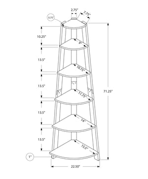 Monarch Specialties I 2464 Étagère À Livres, Étagère, Étagère, Coin, 5 Niveaux, 72"h, Bureau, Chambre À Coucher, Stratifié, Noyer, Contemporain, Moderne - Simple Boutique