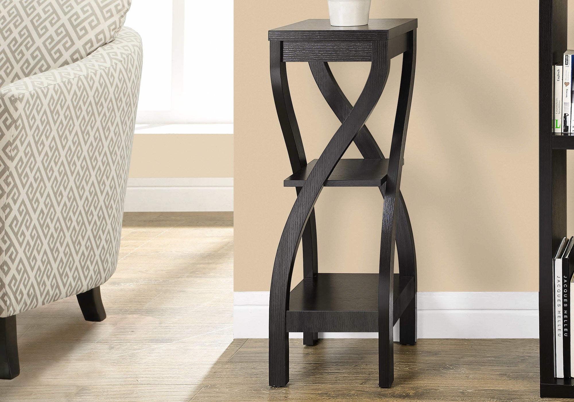 Monarch Specialties I 2478 Table D'appoint, Côté, Bout, Support Pour Plantes, Carré, Salon, Chambre À Coucher, Stratifié, Brun, Contemporain, Moderne - Simple Boutique