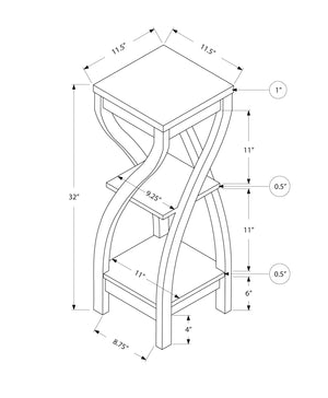 Monarch Specialties I 2480 Table D'appoint, Côté, Bout, Support Pour Plantes, Carré, Salon, Chambre À Coucher, Stratifié, Brun, Contemporain, Moderne - Simple Boutique