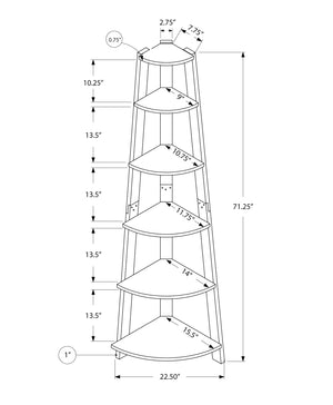 Monarch Specialties I 2497 Étagère À Livres, Étagère, Étagère, Coin, 5 Niveaux, 72"h, Bureau, Chambre À Coucher, Stratifié, Brun, Contemporain, Moderne - Simple Boutique