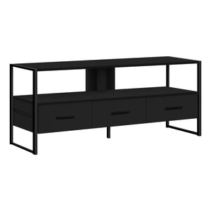 Monarch Specialties I 2616 Meuble Tv, 48 Pouces, Console, Centre De Divertissement Média, Tiroirs De Rangement, Salon, Chambre À Coucher, Stratifié, Métal, Noir, Contemporain, Moderne - Simple Boutique