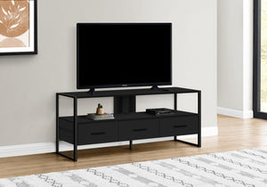 Monarch Specialties I 2616 Meuble Tv, 48 Pouces, Console, Centre De Divertissement Média, Tiroirs De Rangement, Salon, Chambre À Coucher, Stratifié, Métal, Noir, Contemporain, Moderne - Simple Boutique