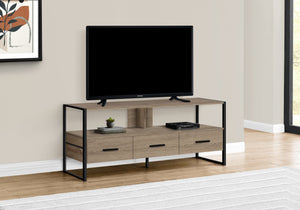 Monarch Specialties I 2618 Meuble Tv, 48 Pouces, Console, Centre De Divertissement Média, Tiroirs De Rangement, Salon, Chambre À Coucher, Stratifié, Métal, Brun, Noir, Contemporain, Moderne - Simple Boutique