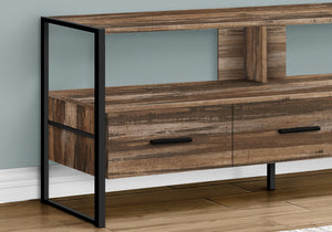 Monarch Specialties I 2619 Meuble Tv, 48 Pouces, Console, Centre De Divertissement Média, Tiroirs De Rangement, Salon, Chambre À Coucher, Stratifié, Métal, Brun, Noir, Contemporain, Moderne - Simple Boutique