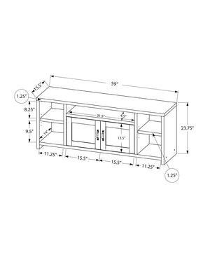 Monarch Specialties I 2743 Meuble Tv, 60 Pouces, Console, Centre De Divertissement Média, Unite De Rangement, Salon, Chambre À Coucher, Stratifié, Noir, Transitionnel - Simple Boutique