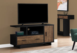 Monarch Specialties I 2803 Meuble Tv, 48 Pouces, Console, Centre De Divertissement Média, Unite De Rangement, Tiroirs, Salon, Chambre À Coucher, Stratifié, Noir, Brun, Contemporain, Moderne - Simple Boutique