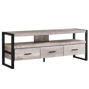 Monarch Specialties I 2822 Meuble Tv, 60 Pouces, Console, Centre De Divertissement Média, Tiroirs De Rangement, Salon, Chambre À Coucher, Métal, Stratifié, Beige, Noir, Contemporain, Moderne - Simple Boutique