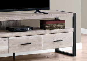 Monarch Specialties I 2822 Meuble Tv, 60 Pouces, Console, Centre De Divertissement Média, Tiroirs De Rangement, Salon, Chambre À Coucher, Métal, Stratifié, Beige, Noir, Contemporain, Moderne - Simple Boutique