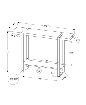 Monarch Specialties I 2851 Table D'appoint, Console, Entrée, Étroit, Sofa, Salon, Chambre À Coucher, Métal, Stratifié, Brun, Noir, Contemporain, Moderne - Simple Boutique