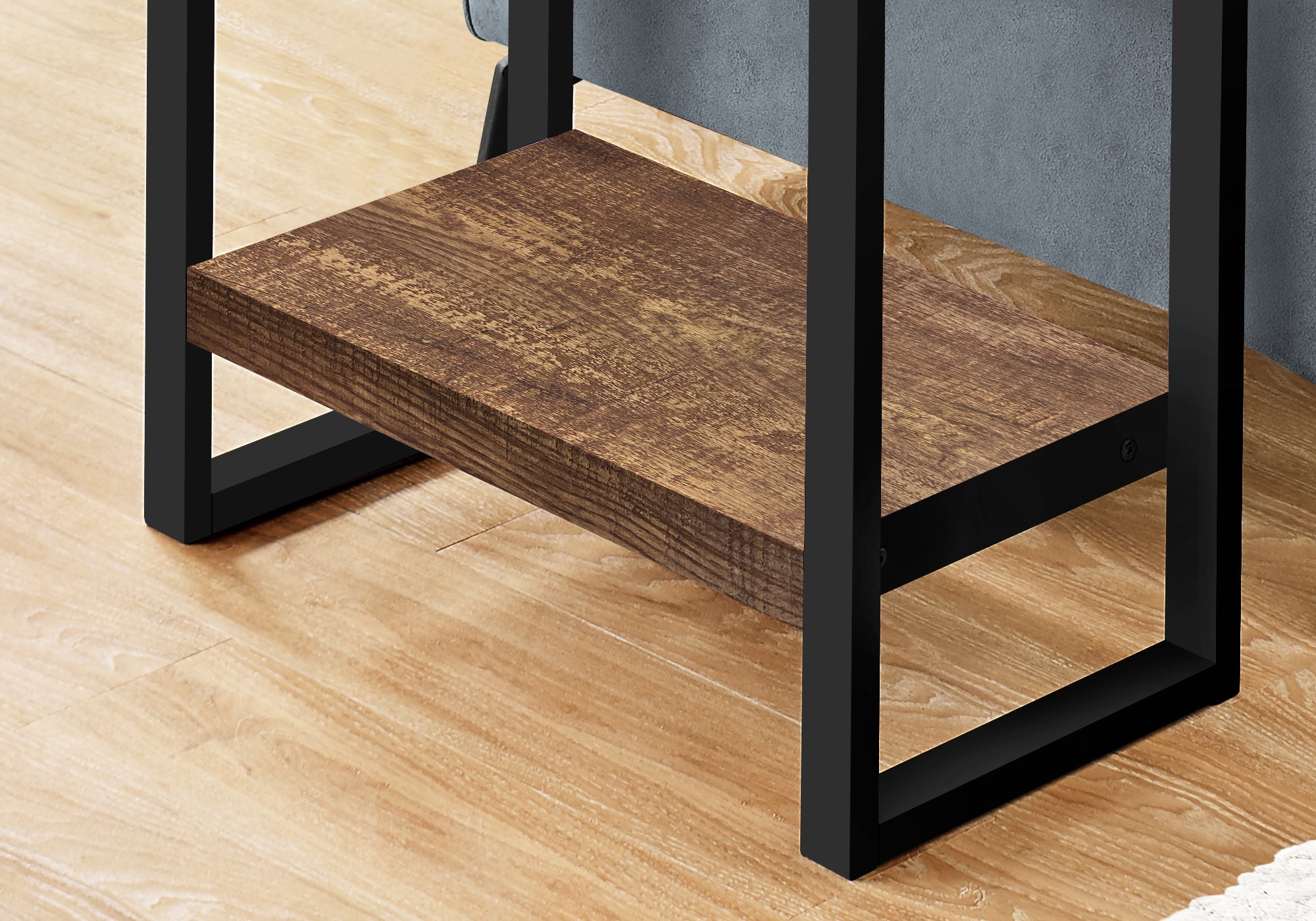 Monarch Specialties I 2852 Table D'appoint, Côté, Bout, Table De Nuit, Lampe, Salon, Chambre À Coucher, Métal, Stratifié, Brun, Noir, Contemporain, Moderne - Simple Boutique