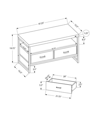 Monarch Specialties I 2870 Meuble Tv, 48 Pouces, Console, Centre De Divertissement Média, Tiroirs De Rangement, Salon, Chambre À Coucher, Stratifié, Métal, Noir, Contemporain, Moderne - Simple Boutique