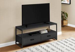 Monarch Specialties I 2870 Meuble Tv, 48 Pouces, Console, Centre De Divertissement Média, Tiroirs De Rangement, Salon, Chambre À Coucher, Stratifié, Métal, Noir, Contemporain, Moderne - Simple Boutique